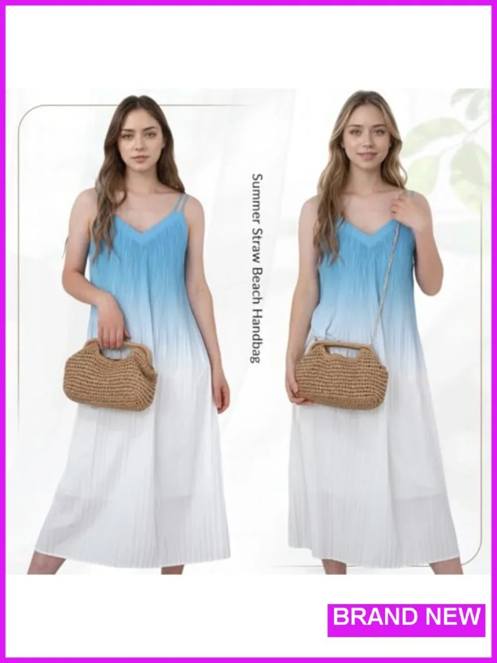 Woven Straw Dumpling Clutch Bag with Detachable Chain, Summer Beach Clutch Purse